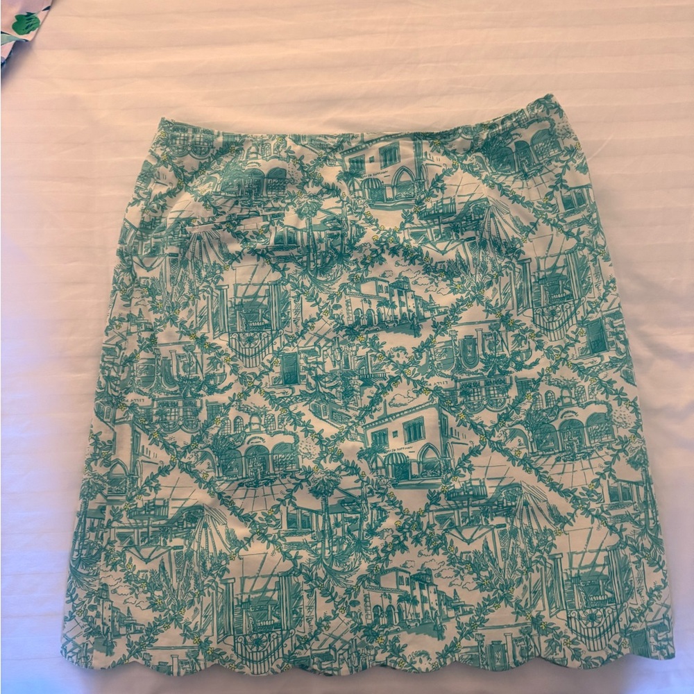 Vintage Lilly Pulitzer Worth Ave Toile Print A-Line Skirt Casual Resort Wear - Picture 2 of 8